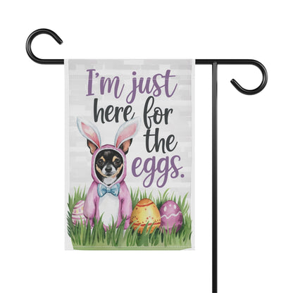 Printify Home Decor Easter Black Chihuahua Lawn Flag, Bunny Rabbit Funny Garden Flag, Spring Lawn Decor