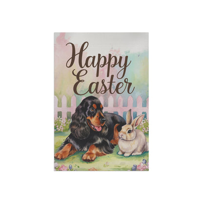Printify Home Decor Easter Black Cocker Spaniel Garden Flag, Spring Scene Yard Decor, Housewarming Gardener Gift