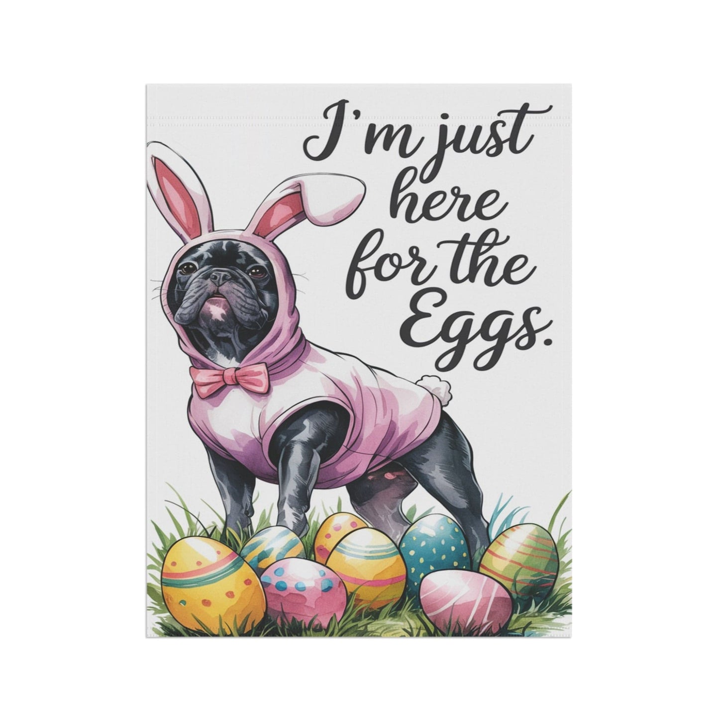 Printify Home Decor Easter Black French Bulldog Yard Flag, Funny Garden Flag, Spring Lawn Decor