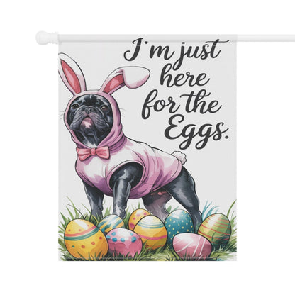 Printify Home Decor Easter Black French Bulldog Yard Flag, Funny Garden Flag, Spring Lawn Decor