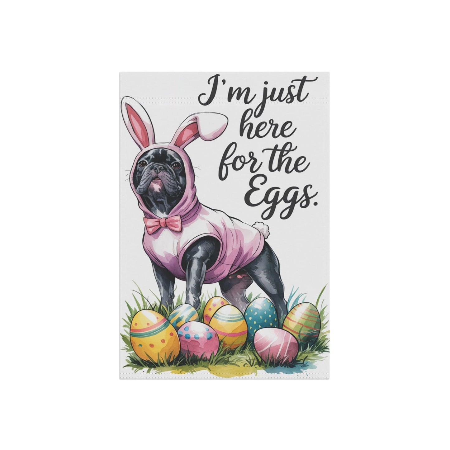 Printify Home Decor Easter Black French Bulldog Yard Flag, Funny Garden Flag, Spring Lawn Decor