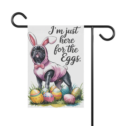 Printify Home Decor Easter Black French Bulldog Yard Flag, Funny Garden Flag, Spring Lawn Decor