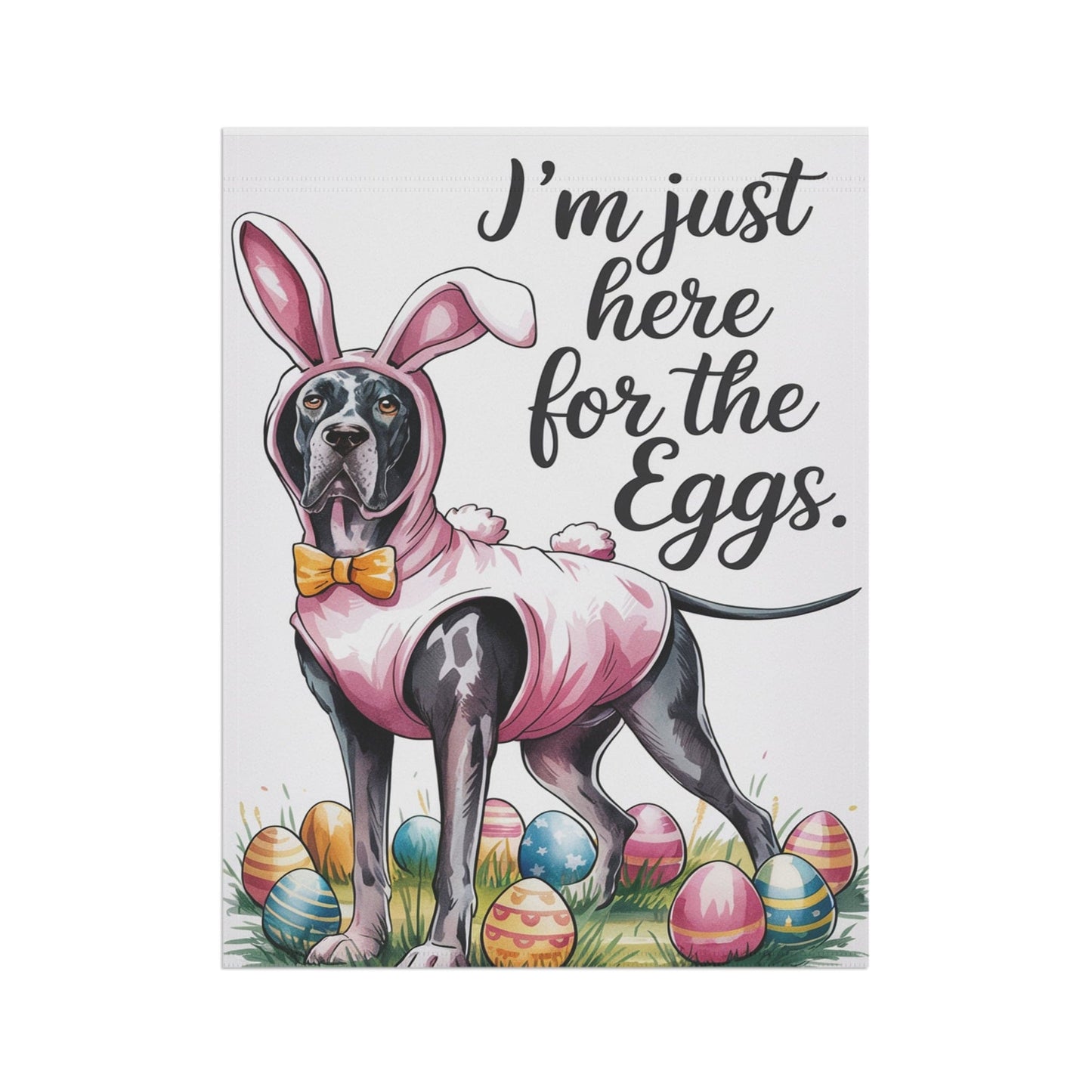 Printify Home Decor Easter Black Great Dane Yard Flag, Funny Holiday Garden Flag, Spring Lawn Decor