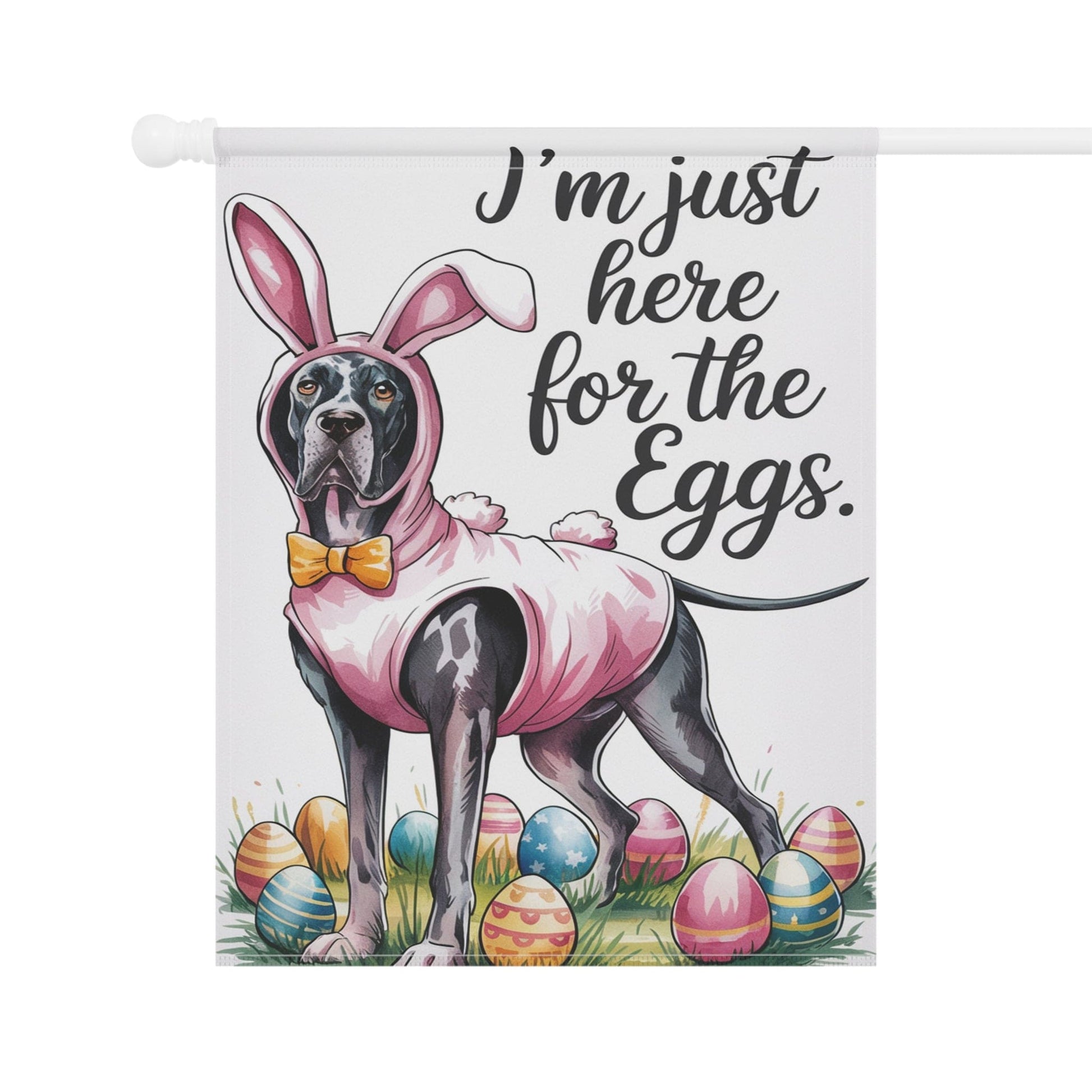 Printify Home Decor Easter Black Great Dane Yard Flag, Funny Holiday Garden Flag, Spring Lawn Decor