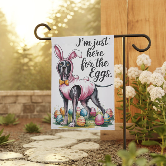 Printify Home Decor Easter Black Great Dane Yard Flag, Funny Holiday Garden Flag, Spring Lawn Decor