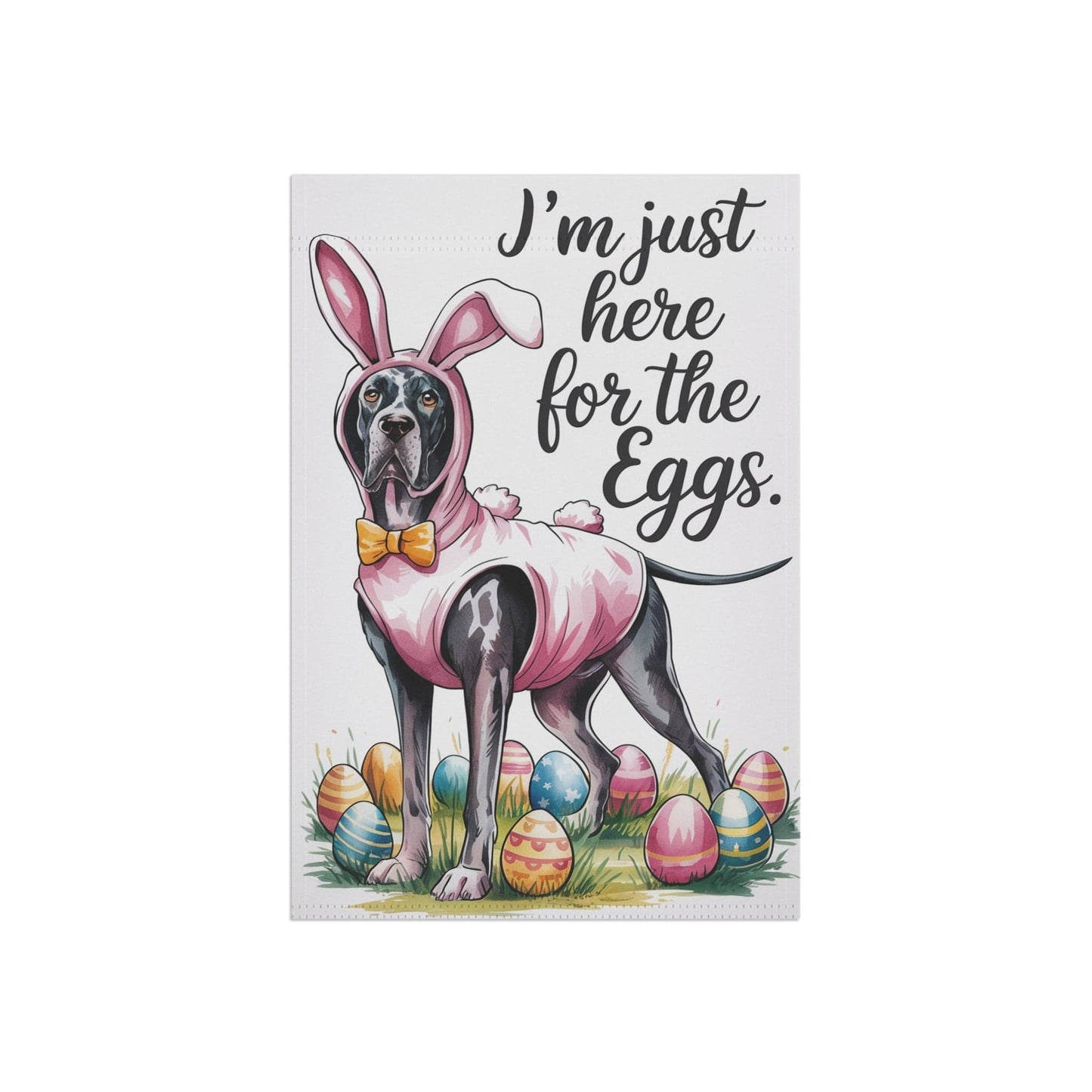 Printify Home Decor Easter Black Great Dane Yard Flag, Funny Holiday Garden Flag, Spring Lawn Decor
