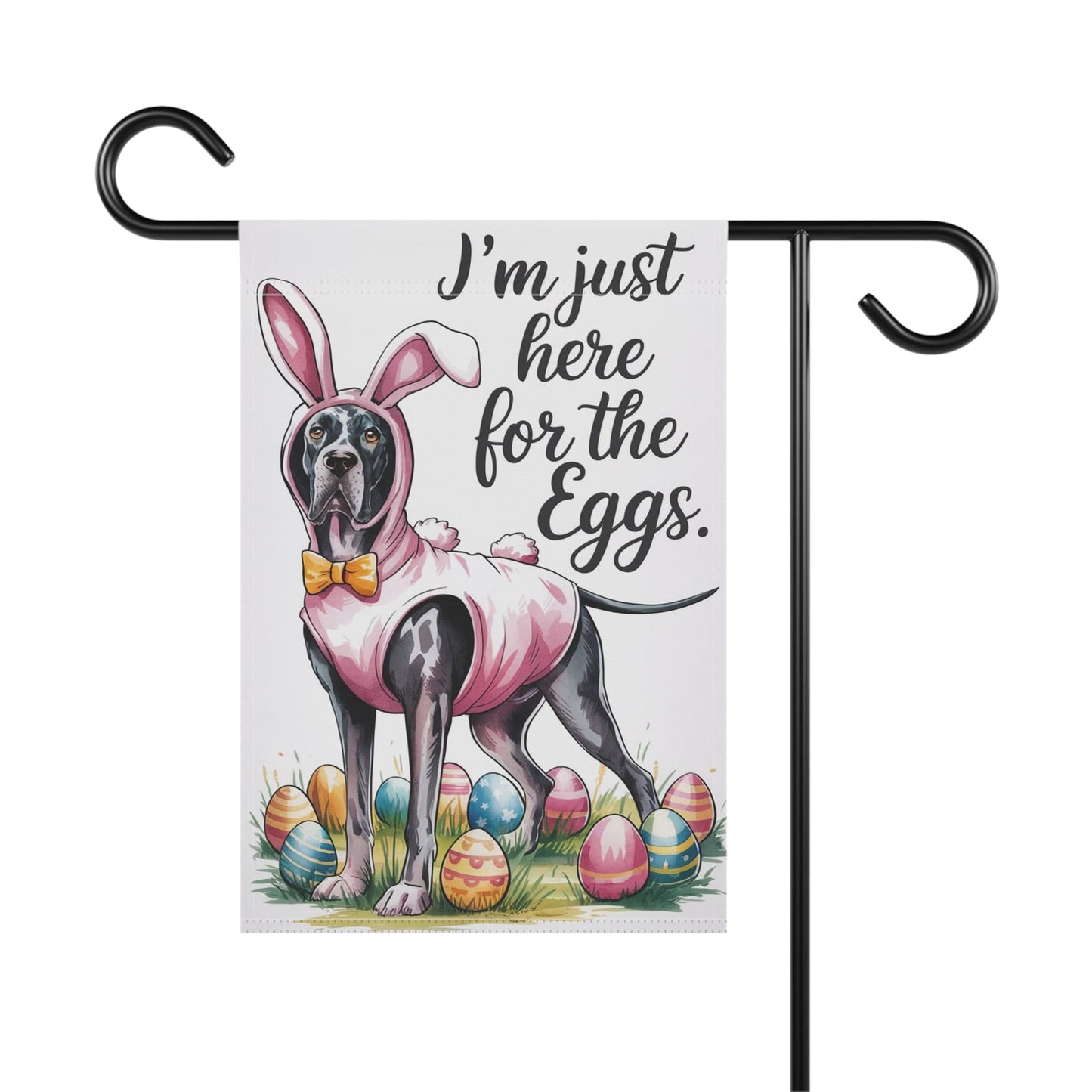 Printify Home Decor Easter Black Great Dane Yard Flag, Funny Holiday Garden Flag, Spring Lawn Decor
