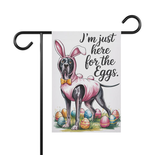 Printify Home Decor 12'' × 18'' Easter Black Great Dane Yard Flag, Funny Holiday Garden Flag, Spring Lawn Decor