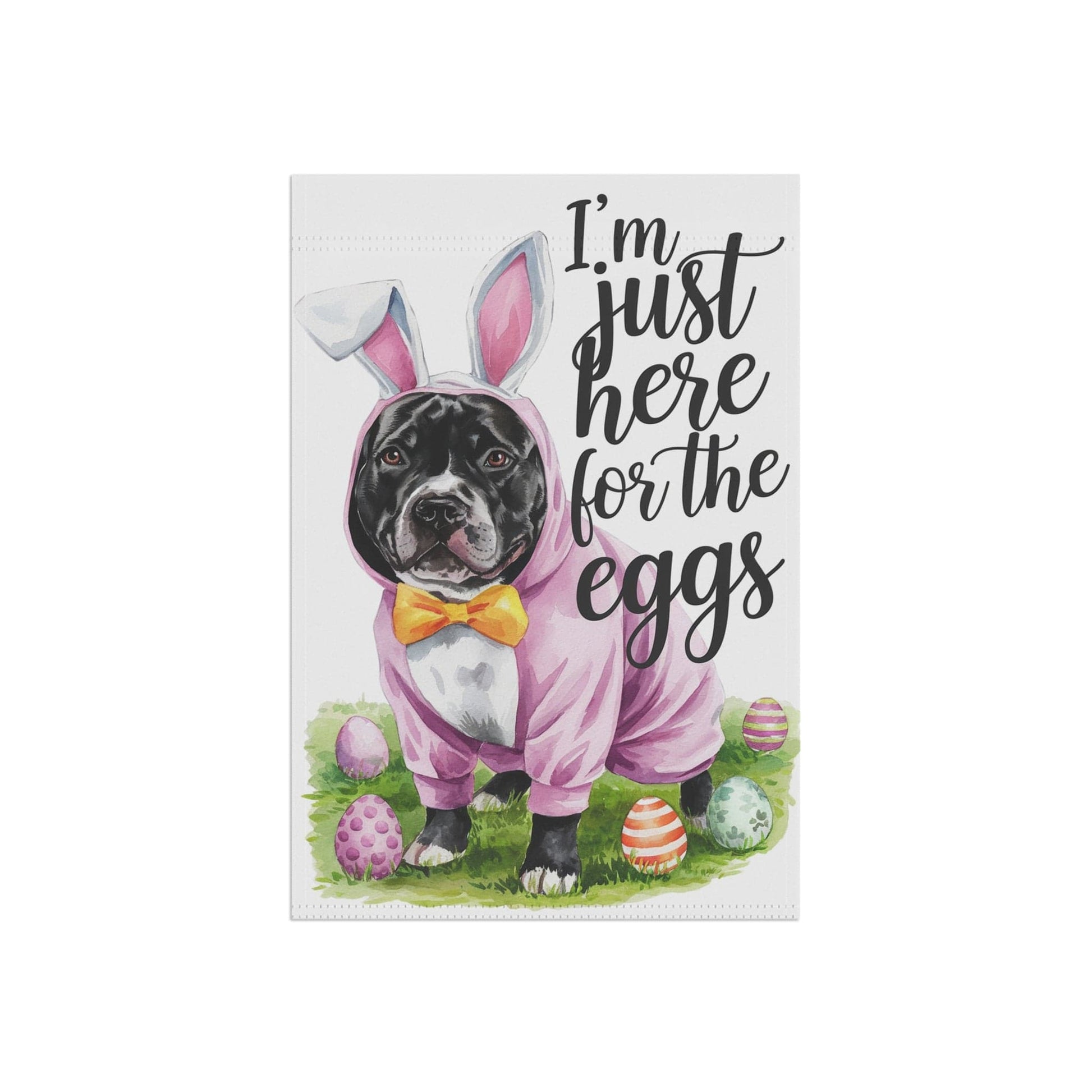 Printify Home Decor Easter Black Pit Bull Garden Flag, Front Yard Spring Decor, Housewarming Gift, Dog Mom