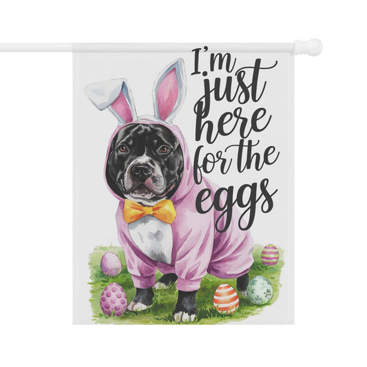 Printify Home Decor 24.5'' × 32'' Easter Black Pit Bull Garden Flag, Front Yard Spring Decor, Housewarming Gift, Dog Mom