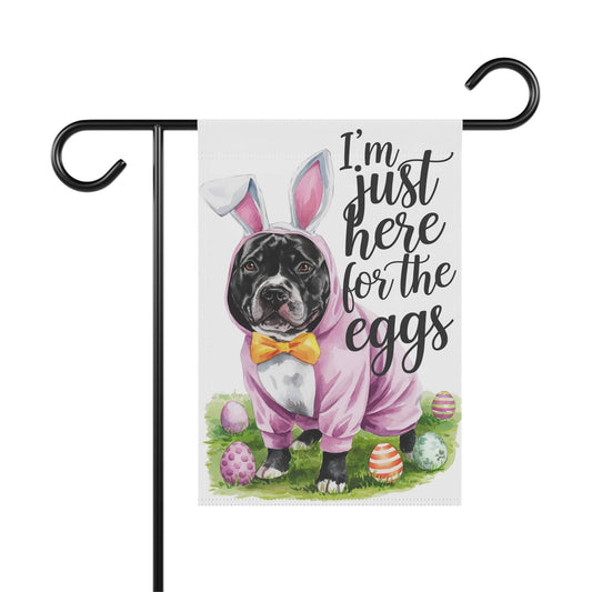 Printify Home Decor 12'' × 18'' Easter Black Pit Bull Garden Flag, Front Yard Spring Decor, Housewarming Gift, Dog Mom