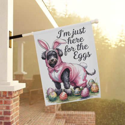 Printify Home Decor Easter Black Poodle Dog Yard Flag, Holiday Illustration garden flag, front yard decor
