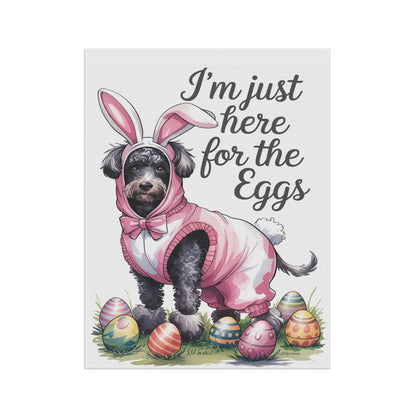Printify Home Decor Easter Black Poodle Dog Yard Flag, Holiday Illustration garden flag, front yard decor