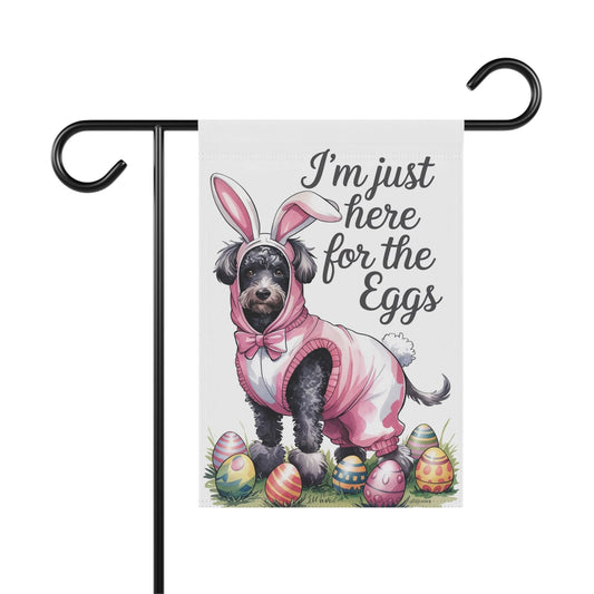 Printify Home Decor 12'' × 18'' Easter Black Poodle Dog Yard Flag, Holiday Illustration garden flag, front yard decor