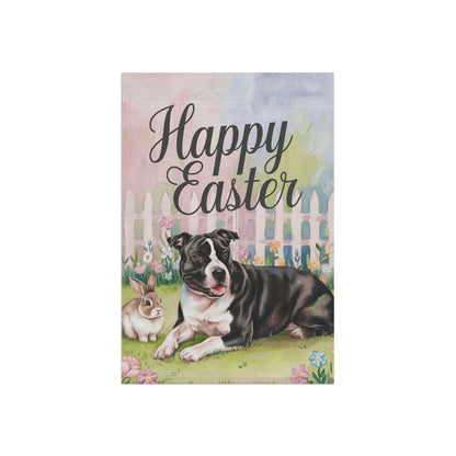 Printify Home Decor Easter Black Staffordshire Terrier Garden Flag, Spring Front Yard decor, Housewarming Gift