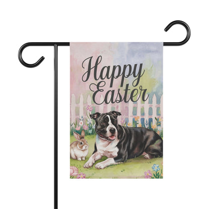 Printify Home Decor 12'' × 18'' Easter Black Staffordshire Terrier Garden Flag, Spring Front Yard decor, Housewarming Gift