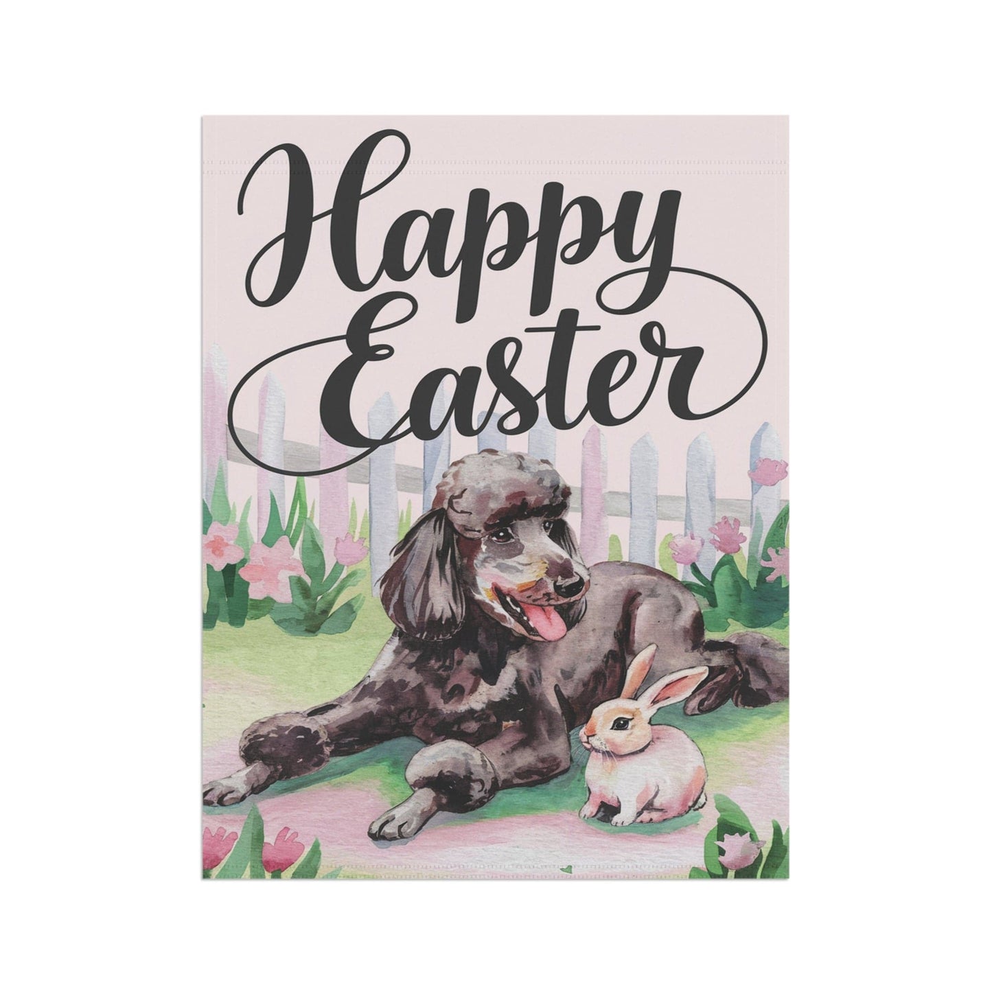 Printify Home Decor Easter Black Standard Poodle Garden Flag, Front Yard Spring Decor, Gardener Gift, Housewarming