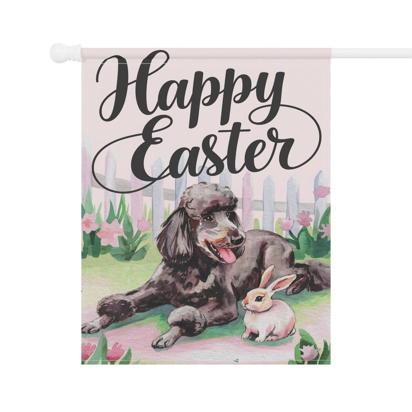 Printify Home Decor Easter Black Standard Poodle Garden Flag, Front Yard Spring Decor, Gardener Gift, Housewarming