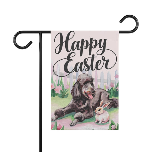 Printify Home Decor 12'' × 18'' Easter Black Standard Poodle Garden Flag, Front Yard Spring Decor, Gardener Gift, Housewarming