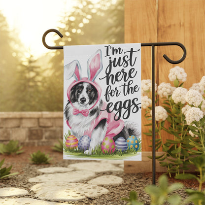 Printify Home Decor Easter Border Collie Lawn Flag, Bunny Rabbit Holiday Funny Garden Flag