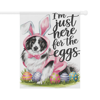 Printify Home Decor 24.5'' × 32'' Easter Border Collie Lawn Flag, Bunny Rabbit Holiday Funny Garden Flag
