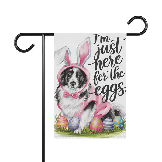 Printify Home Decor 12'' × 18'' Easter Border Collie Lawn Flag, Bunny Rabbit Holiday Funny Garden Flag