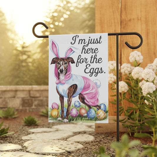 Printify Home Decor Easter Brindle Greyhound Yard Flag, Holiday garden flag, front yard decor, Gardener Gift