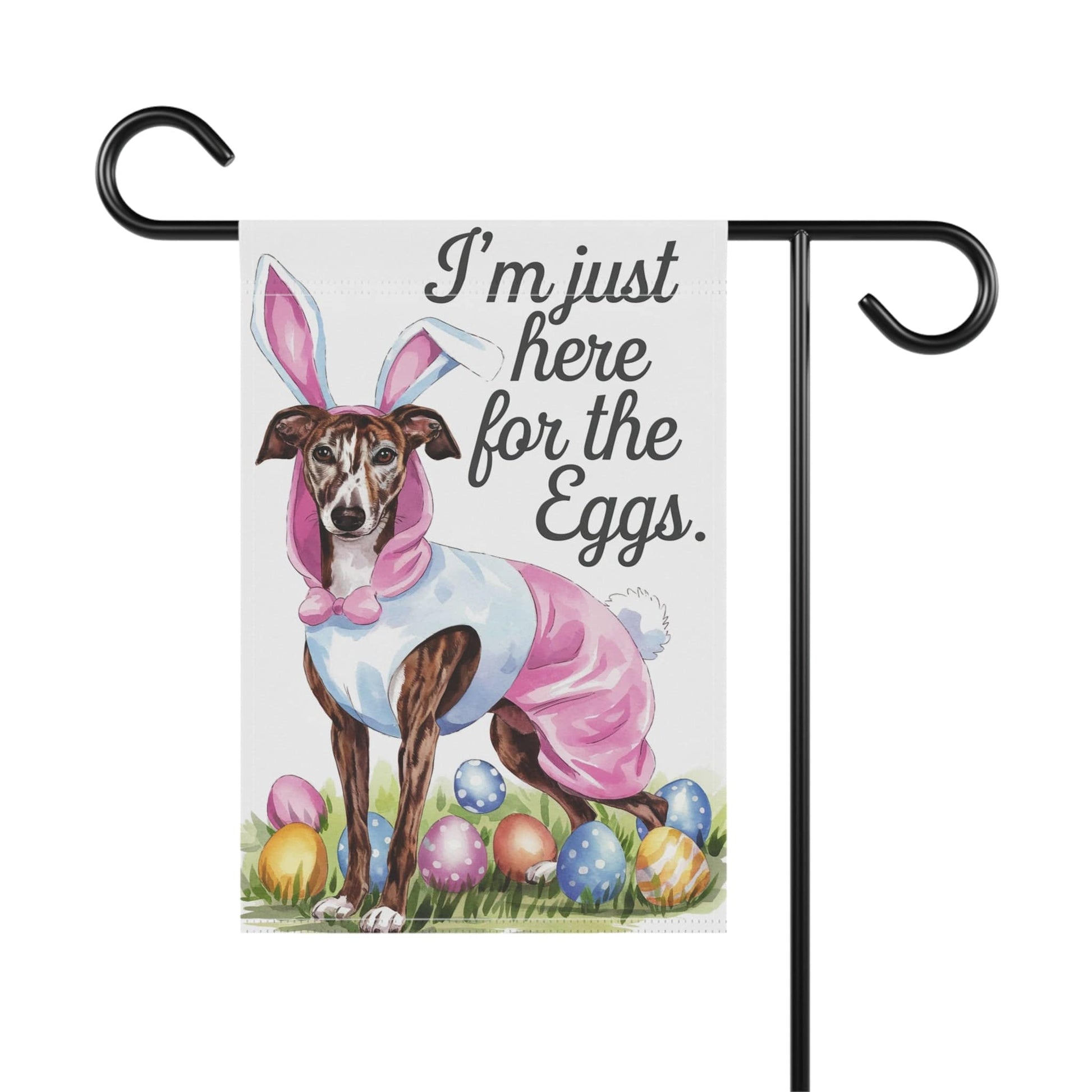 Printify Home Decor Easter Brindle Greyhound Yard Flag, Holiday garden flag, front yard decor, Gardener Gift