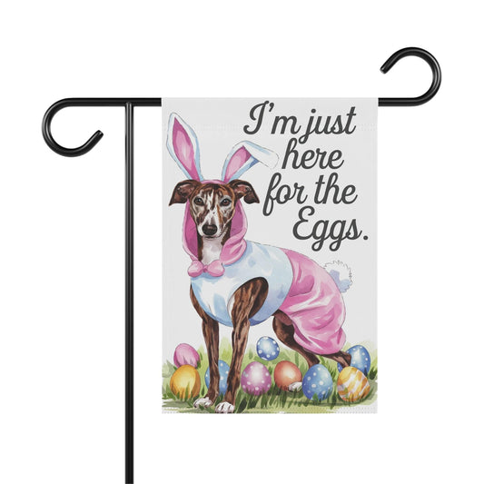 Printify Home Decor 12'' × 18'' Easter Brindle Greyhound Yard Flag, Holiday garden flag, front yard decor, Gardener Gift