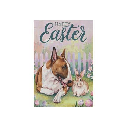 Printify Home Decor Easter Brown Bull Terrier Garden Flag, Front Yard Spring Decor, Gardener Gift