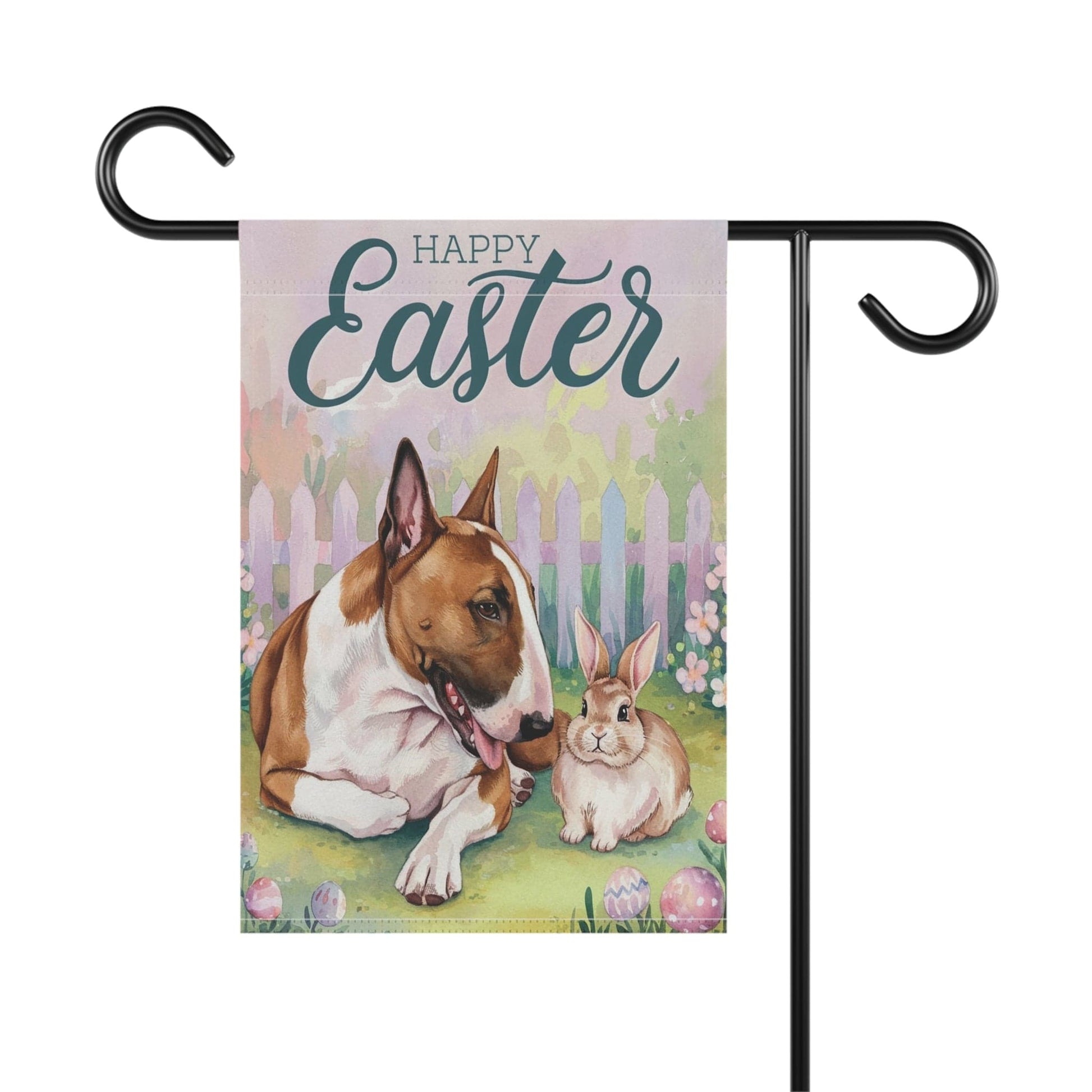Printify Home Decor Easter Brown Bull Terrier Garden Flag, Front Yard Spring Decor, Gardener Gift