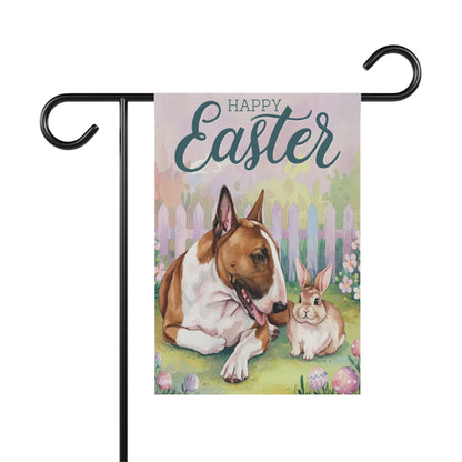 Printify Home Decor 12'' × 18'' Easter Brown Bull Terrier Garden Flag, Front Yard Spring Decor, Gardener Gift