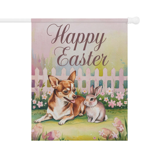 Printify Home Decor 24.5'' × 32'' Easter Brown Chihuahua Garden Flag, Spring Front Yard Decor, Gardener Gift