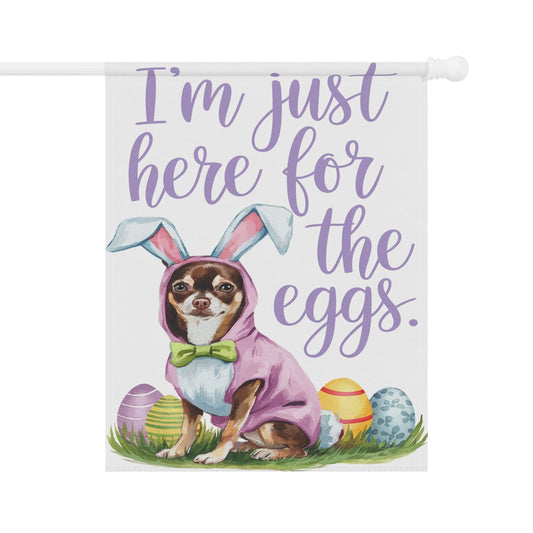 Printify Home Decor 24.5'' × 32'' Easter Brown Chihuahua Lawn Flag, Bunny Watercolor Easter Illustration Funny Garden Flag, Spring Lawn Decor