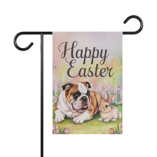 Printify Home Decor 12'' × 18'' Easter Brown English Bulldog Garden Flag, Spring Garden Front Yard Decor, Housewarming Gift