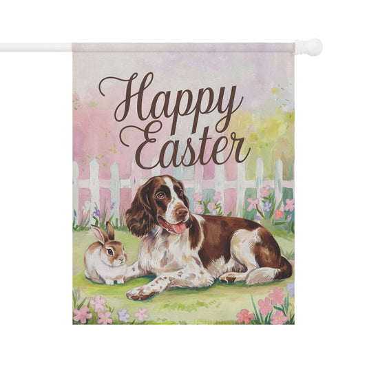 Easter Brown Springer Spaniel Garden Flag, Spring Front Yard Spring Decor, Housewarming Gift 24.5'' × 32''