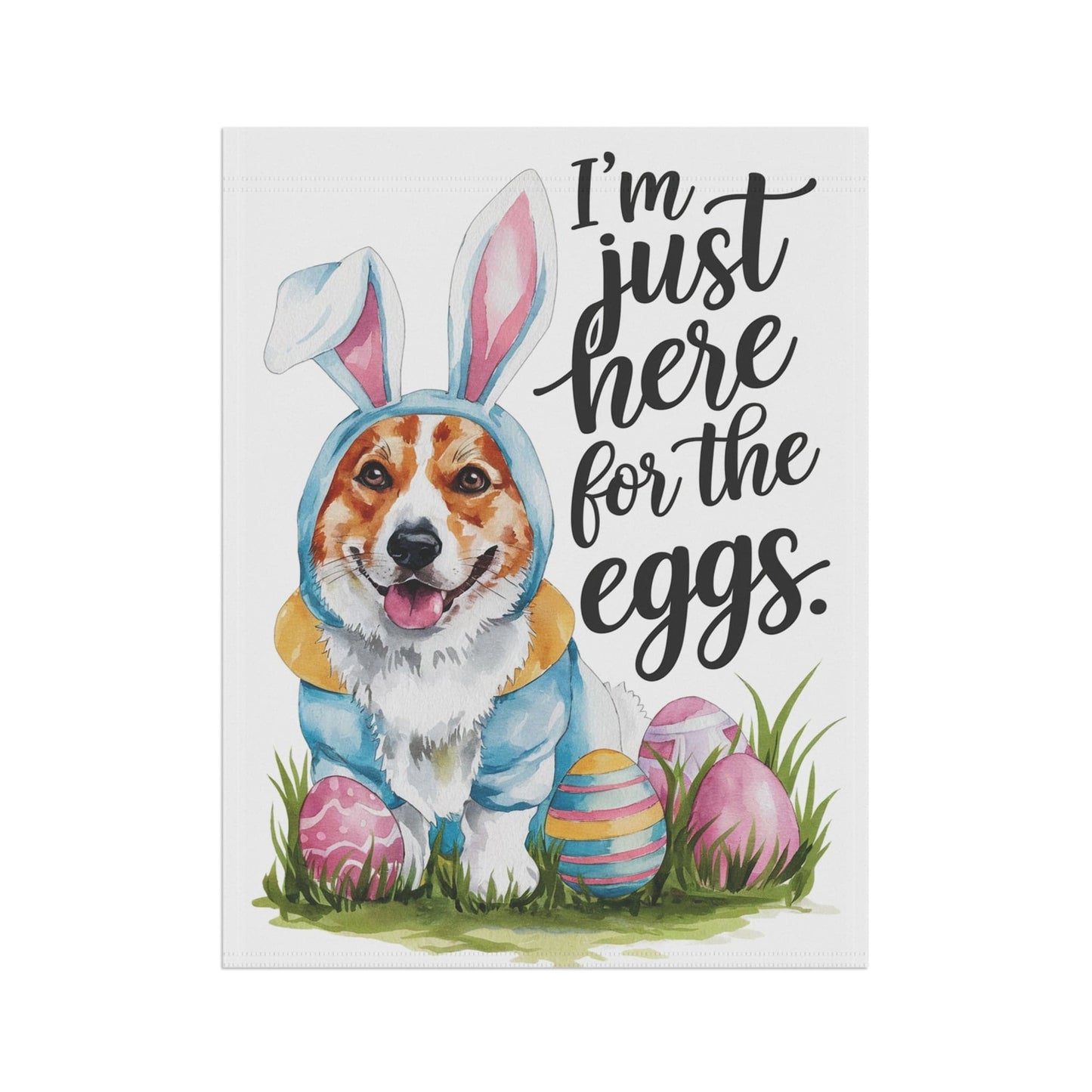 Printify Home Decor Easter Cardigan Red Corgi Yard Flag, Bunny Rabbit Dog Mom, Humorous Funny Garden House Flag