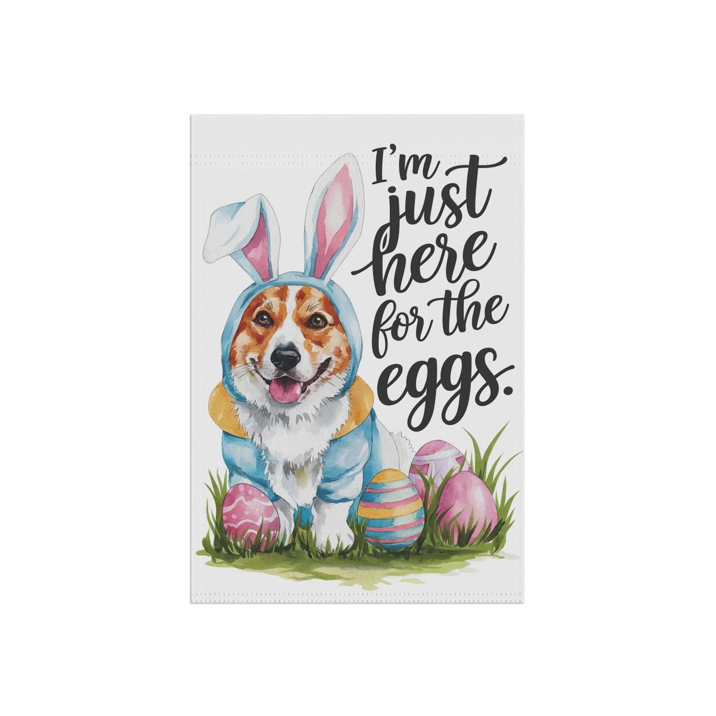 Printify Home Decor Easter Cardigan Red Corgi Yard Flag, Bunny Rabbit Dog Mom, Humorous Funny Garden House Flag