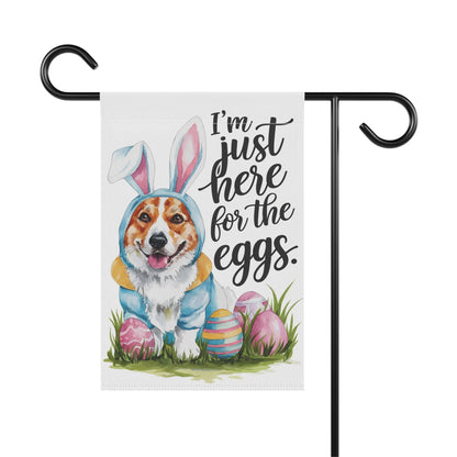 Printify Home Decor Easter Cardigan Red Corgi Yard Flag, Bunny Rabbit Dog Mom, Humorous Funny Garden House Flag
