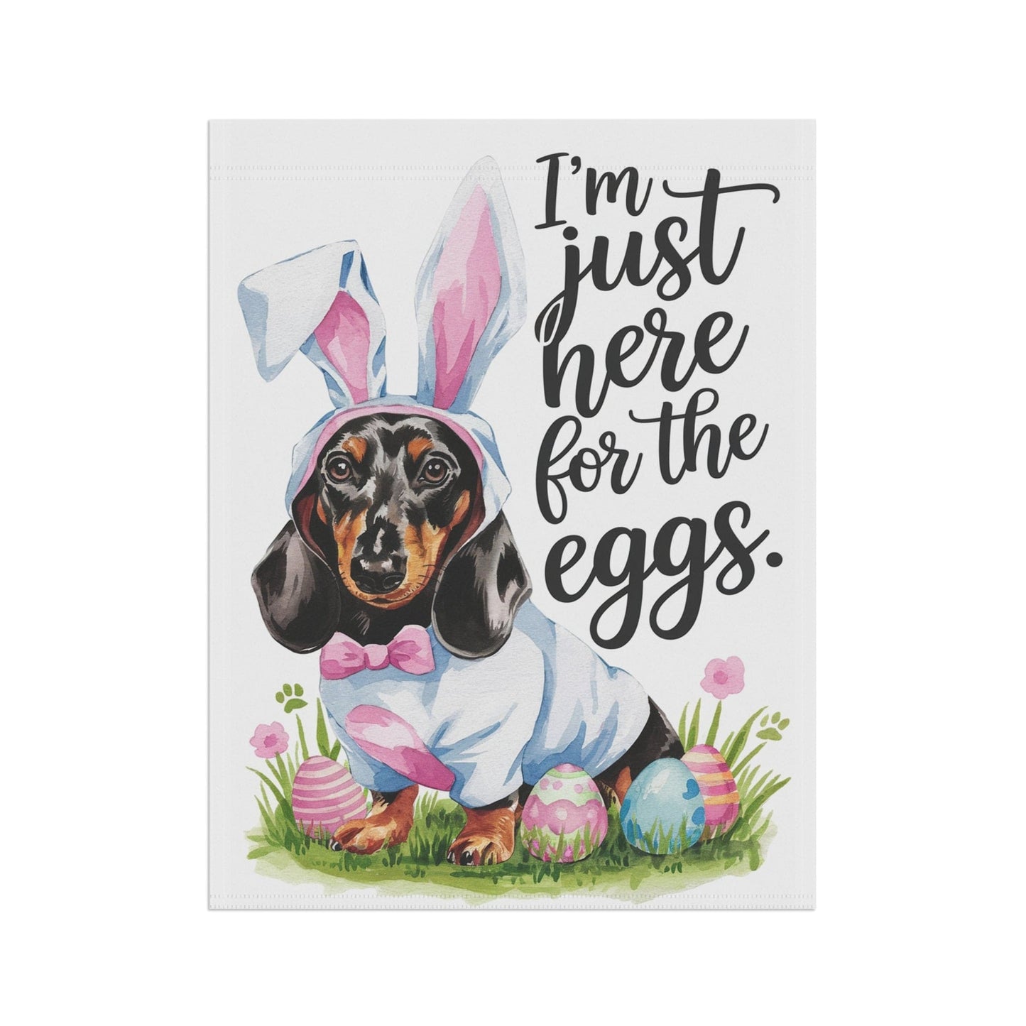 Printify Home Decor Easter Dachshund Yard Flag, Watercolor Dog Lover, Bunny Rabbit, Funny Garden Flag