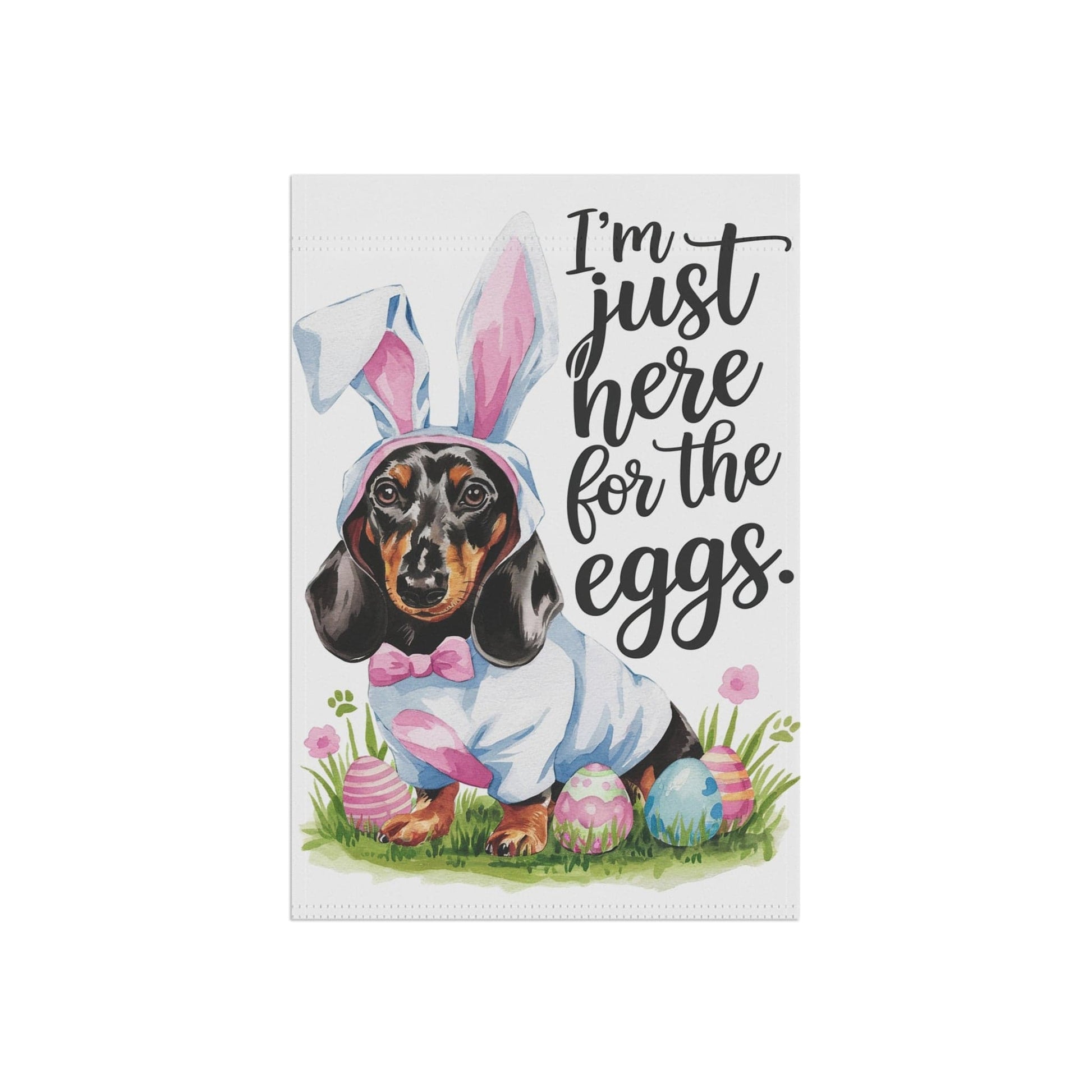 Printify Home Decor Easter Dachshund Yard Flag, Watercolor Dog Lover, Bunny Rabbit, Funny Garden Flag