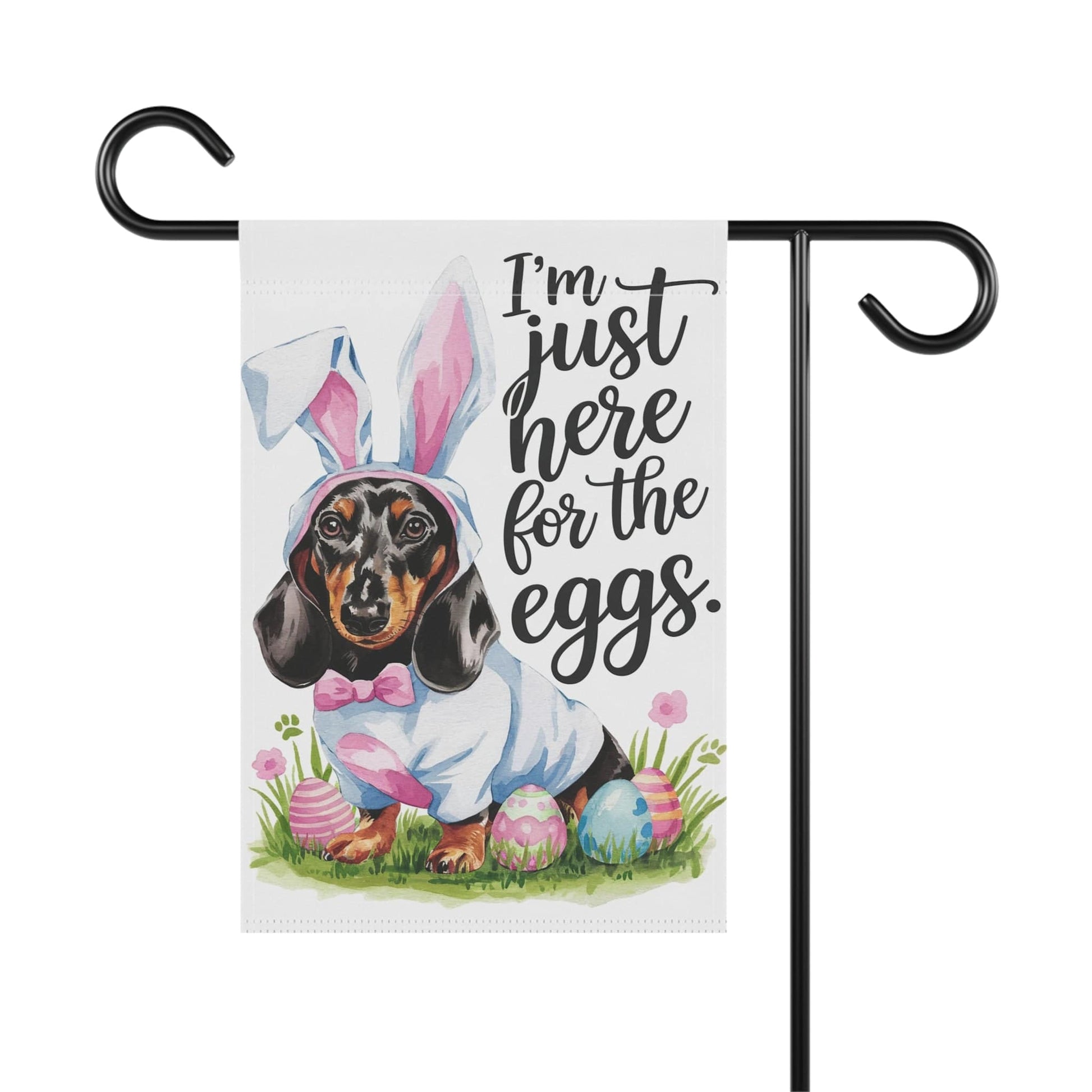 Printify Home Decor Easter Dachshund Yard Flag, Watercolor Dog Lover, Bunny Rabbit, Funny Garden Flag