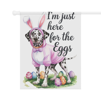 Printify Home Decor Easter Dalmatian Yard Flag, Bunny Rabbit Dog, Watercolor Humorous Holiday Funny Garden Flag