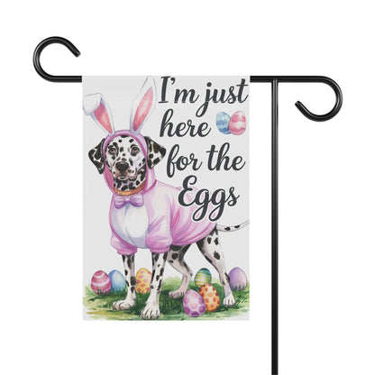 Printify Home Decor Easter Dalmatian Yard Flag, Bunny Rabbit Dog, Watercolor Humorous Holiday Funny Garden Flag