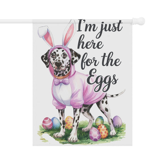Printify Home Decor 24.5'' × 32'' Easter Dalmatian Yard Flag, Bunny Rabbit Dog, Watercolor Humorous Holiday Funny Garden Flag