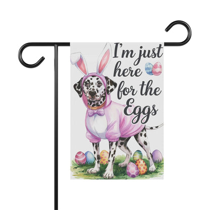 Printify Home Decor 12'' × 18'' Easter Dalmatian Yard Flag, Bunny Rabbit Dog, Watercolor Humorous Holiday Funny Garden Flag