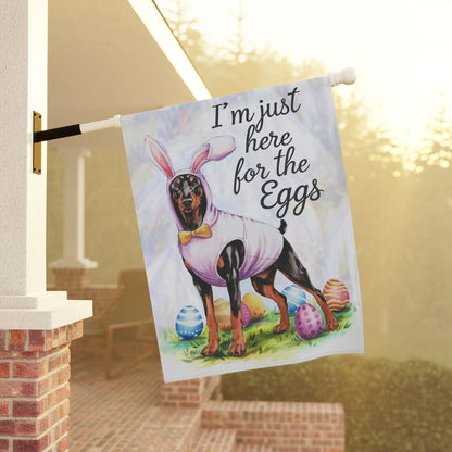 Printify Home Decor Easter Doberman Pinscher Funny Dog Yard Flag, Garden Flag, Spring Lawn Decor, Gardener Gift