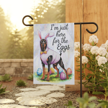 Printify Home Decor Easter Doberman Pinscher Funny Dog Yard Flag, Garden Flag, Spring Lawn Decor, Gardener Gift
