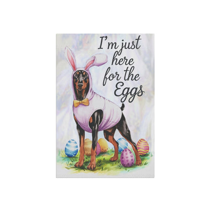 Printify Home Decor Easter Doberman Pinscher Funny Dog Yard Flag, Garden Flag, Spring Lawn Decor, Gardener Gift