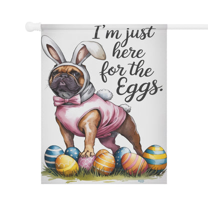 Printify Home Decor Easter Fawn Brown French Bulldog Dog Yard Flag, Funny Garden Flag, Spring Lawn Decor